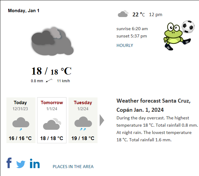 Weather Santa Cruz Cop n Honduras tomorrow Meteobox